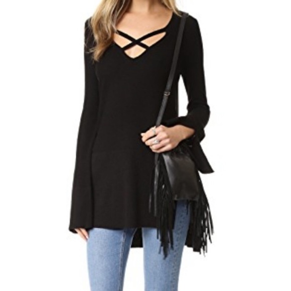 Free People Tops - Free People Black Front Cross Tunic